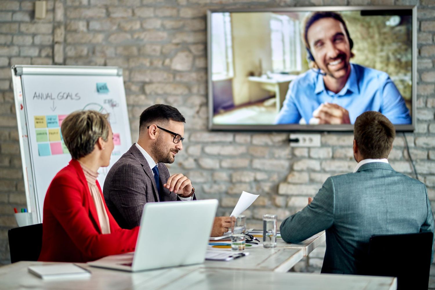 Team video conference and task board
